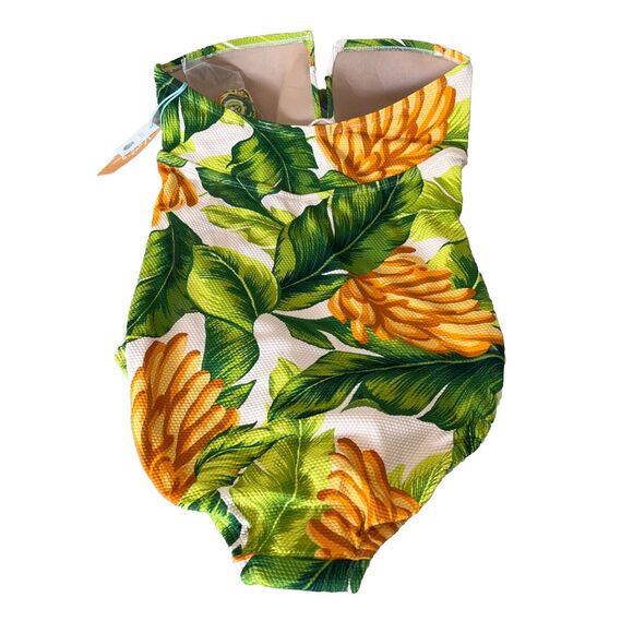 Kona Sol Womens M (8/10) Tropical Pique Bandeau Full Coverage One Piece Swimsuit - Picture 6 of 11